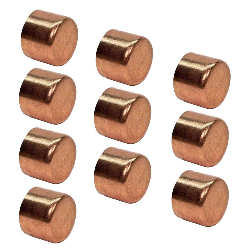 PROCURU 10-Pack 1/2" Inch Copper Pipe Cap, Sweat Connection, Certified Safe (CWCA0012-10P)